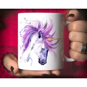 Unicorn Mug, unicorn fantasy watercolor purple coffee mug‎ gift